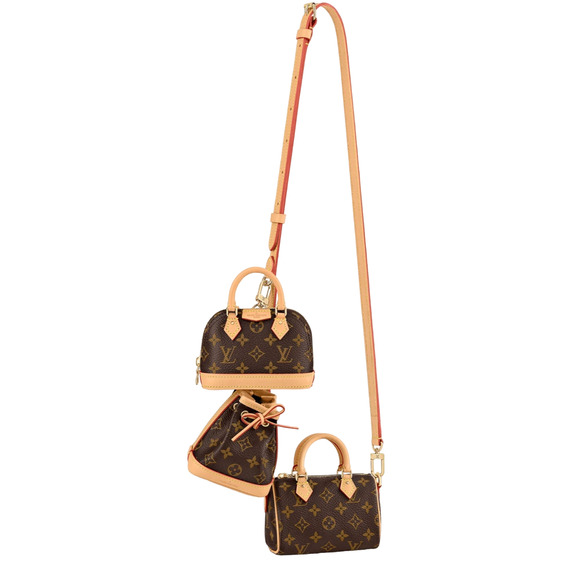 Louis Vuitton Trio Mini Icones Speedy Brown Monogram Logo Crossbody Shoulder Bag - Picture 1 of 12
